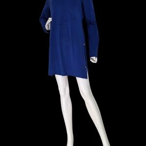 Blue Long Sleeve Shirt Dress